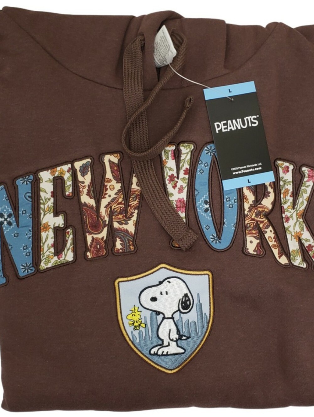 Character Women's Patchwork Destination Hoodie New York Snoopy NWT
